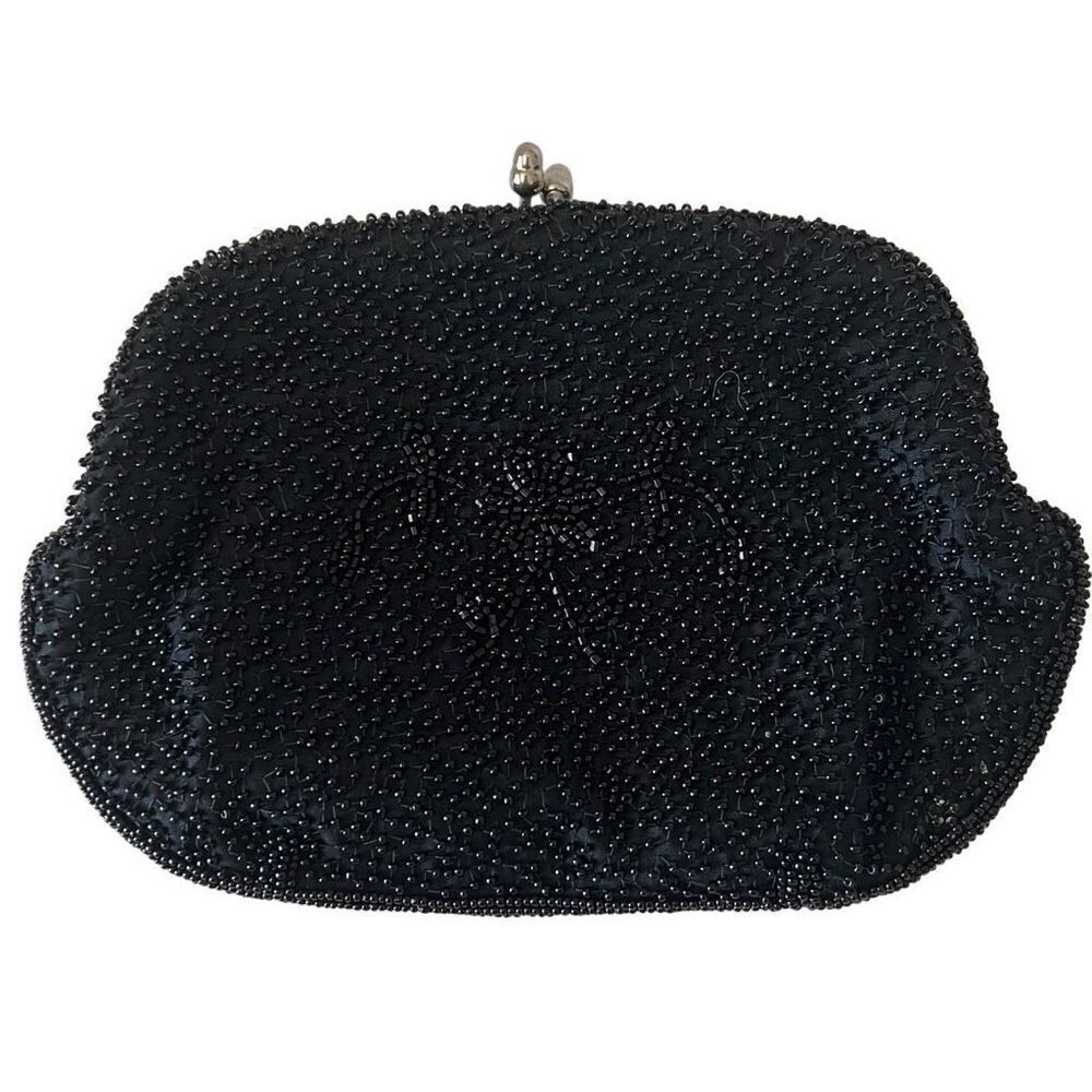 Vintage Black beaded Purse Clutch made in Japan